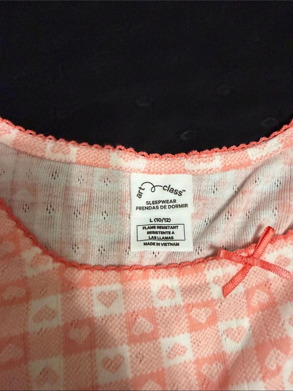 art class Pink Gingham Heart Long-Sleeve Pajama Set